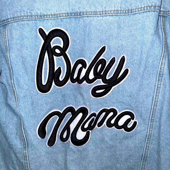 Like new, Fashion Nova, “baby mama” Jean jacket, size small - Picture 6 of 6